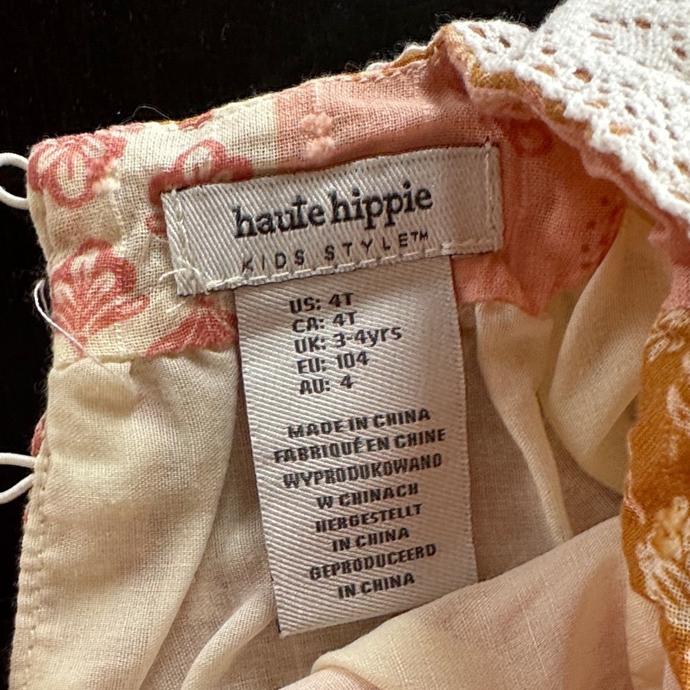 Haute Hippie Pink and Gold Patchwork Cotton Kids Dress - Picture 2 of 4